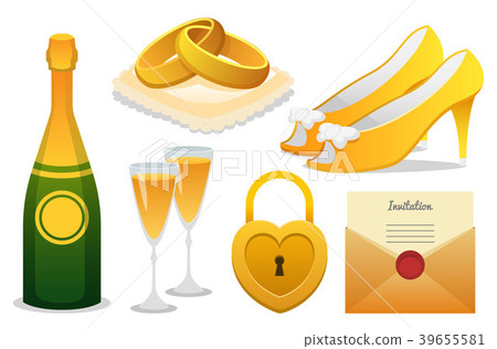 Elements for Wedding ceremony Set. Newlyweds icons 39655581