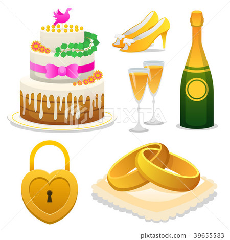 Elements for Wedding ceremony Set. Newlyweds icons Elements for Wedding ceremony Set. Newlyweds icons 39655583