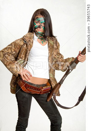 girl with a gun, hunting rifle, sport girl with a gun, hunting rifle, sport 39655743
