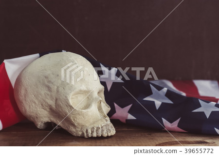 American flag with a human skull 39655772