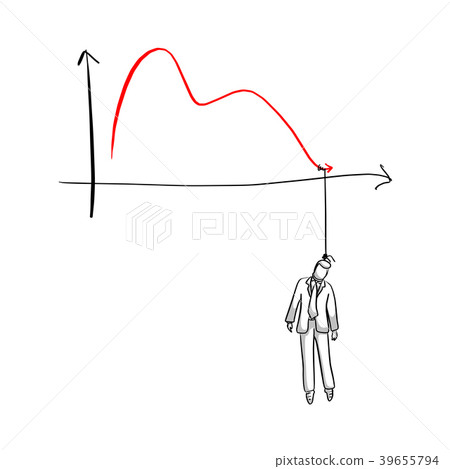 doodle dead businessman hang on a graph down doodle dead businessman hang on a graph down 39655794