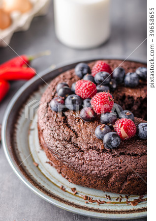 Brownies cake with chilli and berrries Brownies cake with chilli and berrries 39658655