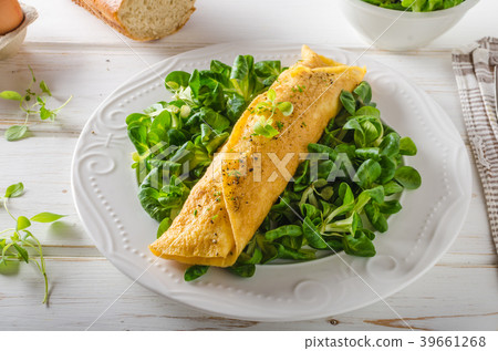 True French omelette with salad True French omelette with salad 39661268