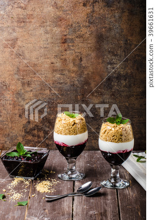 Inverted cheesecake dessert in glass Inverted cheesecake dessert in glass 39661631