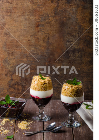 Inverted cheesecake dessert in glass Inverted cheesecake dessert in glass 39661633