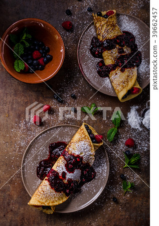 Delicious crepes with forest fruit 39662457