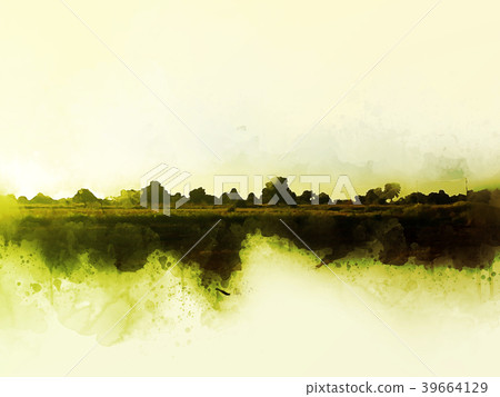 tree and landscape tree on watercolor painting 39664129