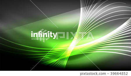 Abstract wave on dark background, shiny glowing 39664852