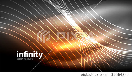 Abstract wave on dark background, shiny glowing 39664853