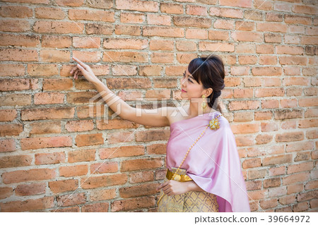 Women stand wearing traditional cloth Thailand  Women stand wearing traditional cloth Thailand  39664972