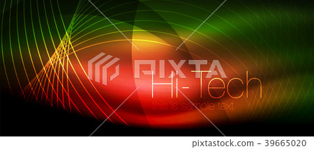 Glossy light effect neon glowing waves, shiny Glossy light effect neon glowing waves, shiny 39665020