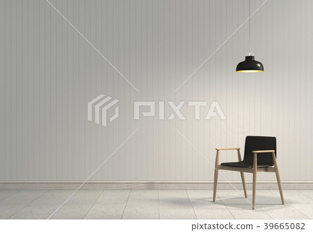 3D render of neutral interior with chair and lamp 3D render of neutral interior with chair and lamp 39665082