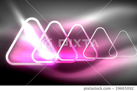 Glowing vector triangle geometric shapes in dark 39665092