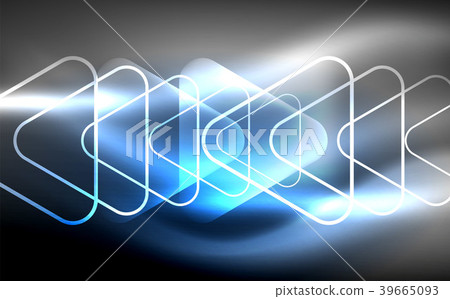 Glowing vector triangle geometric shapes in dark 39665093