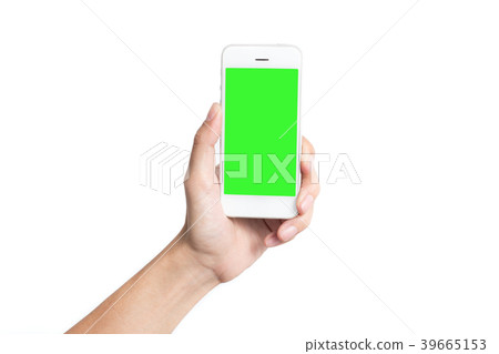 Hand young woman holding mobile smart phone 39665153