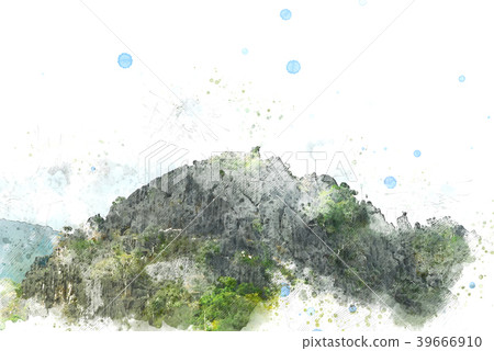 Mountain hill in the forest on watercolor painting Mountain hill in the forest on watercolor painting 39666910