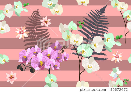 Seamless botanical print with oriental motifs.  39672672
