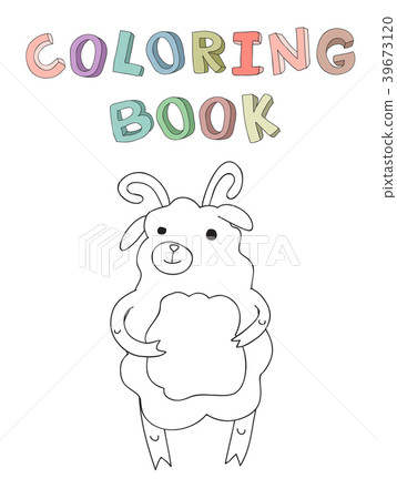 Cute cartoon lamb character, contour vector Cute cartoon lamb character, contour vector 39673120