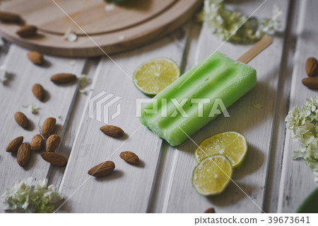 A green ingot of fruit ice cream A green ingot of fruit ice cream 39673641
