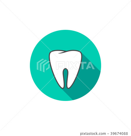 White tooth vector icon flat with long shadow White tooth vector icon flat with long shadow 39674088