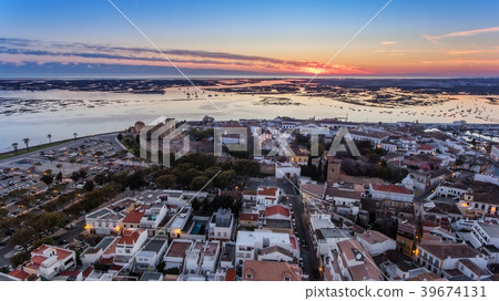 Aerial. Delightful sunrise above the old town of 39674131
