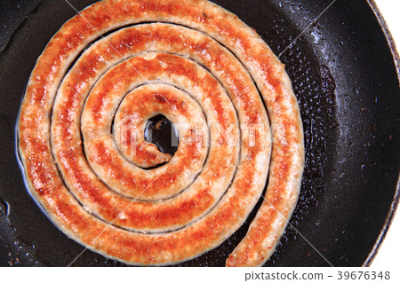 spiral grilled sausage spiral grilled sausage 39676348