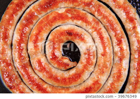spiral grilled sausage spiral grilled sausage 39676349