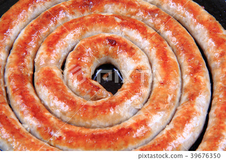 spiral grilled sausage spiral grilled sausage 39676350