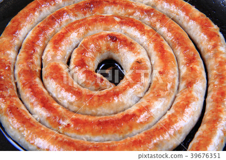 spiral grilled sausage spiral grilled sausage 39676351