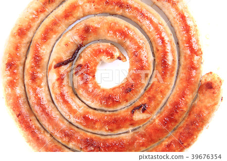 spiral grilled sausage spiral grilled sausage 39676354