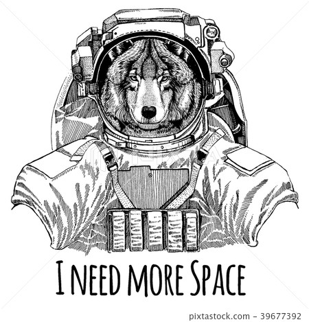 astronaut dog drawing