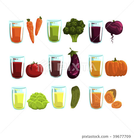 Vegetable juices set, carrot, broccoli, , eggplant Vegetable juices set, carrot, broccoli, , eggplant 39677709