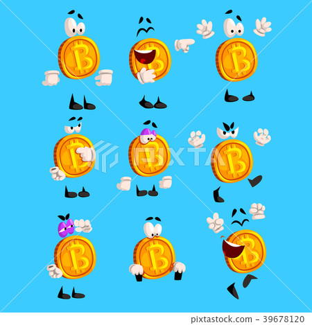 Bitcoin character sett, crypto currency emoji with Bitcoin character sett, crypto currency emoji with 39678120