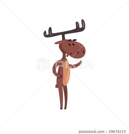 Cute funny deer cartoon character making attention Cute funny deer cartoon character making attention 39678215