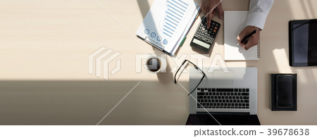Close up businessman using calculator on Close up businessman using calculator on 39678638
