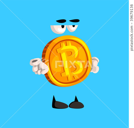 Serious Bitcoin Character, Funny Crypto Currency - Stock Illustration ...