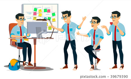 Business Man Character Vector. Working Asian, Man Business Man Character Vector. Working Asian, Man 39679390
