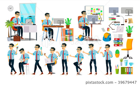 Business Man Character Vector. Working Asian Business Man Character Vector. Working Asian 39679447