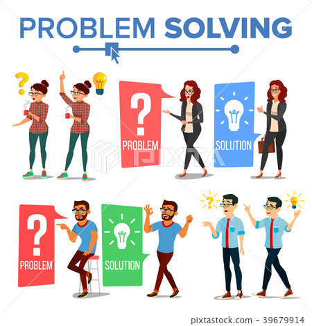 Problem Solving Concept Vector. Thinking Man And - Stock Illustration ...