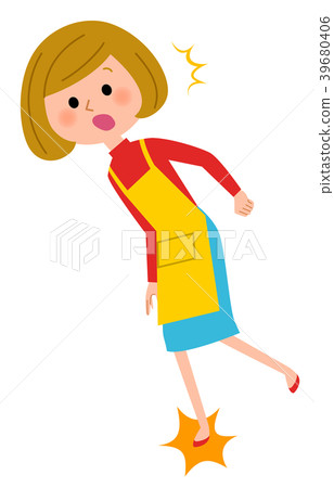 圍裙的女人絆倒 39680406