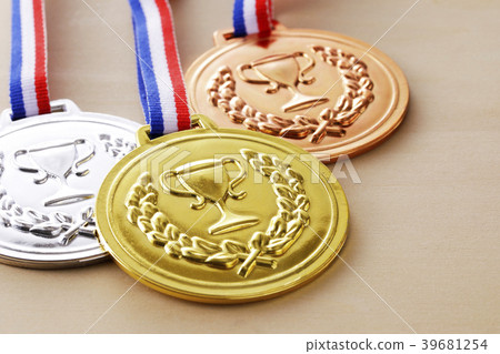 Gold and silver bronze medals 39681254