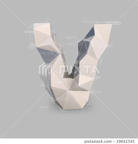 Capital latin letter V in low poly style. 39682585