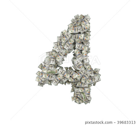 3d rendering of a large number 4 made of many USD 39683313
