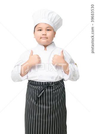 Handsome kid hispanic chef giving the thumbs up 39683530