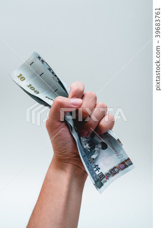 Human hand holding money, taiwan coin, cash 39683761