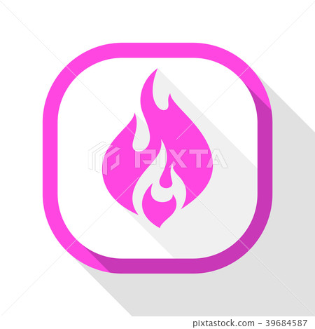 Fire flame, colored icon with shadow on a rounded  39684587