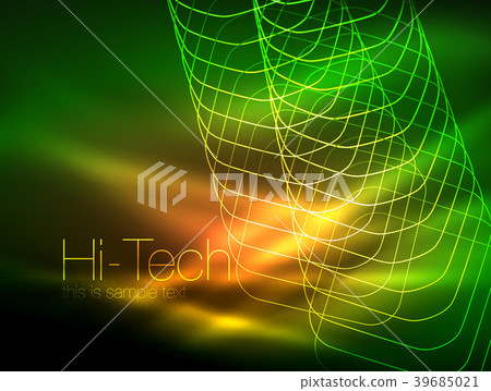 Neon glowing outline squares in dark Neon glowing outline squares in dark 39685021