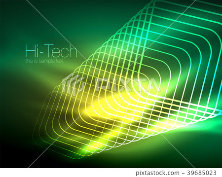 Neon glowing outline squares in dark 39685023