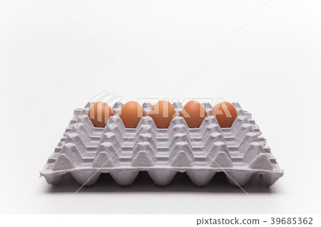Eggs in cardboard container in row Eggs in cardboard container in row 39685362