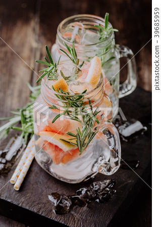 Drink with rosemary and grapefruit Drink with rosemary and grapefruit 39685959